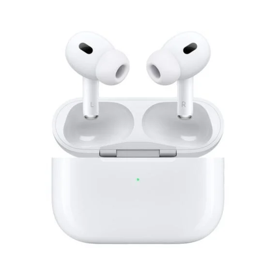 Air Buds Pro 2 ANC wireless earbuds floating above open white charging case